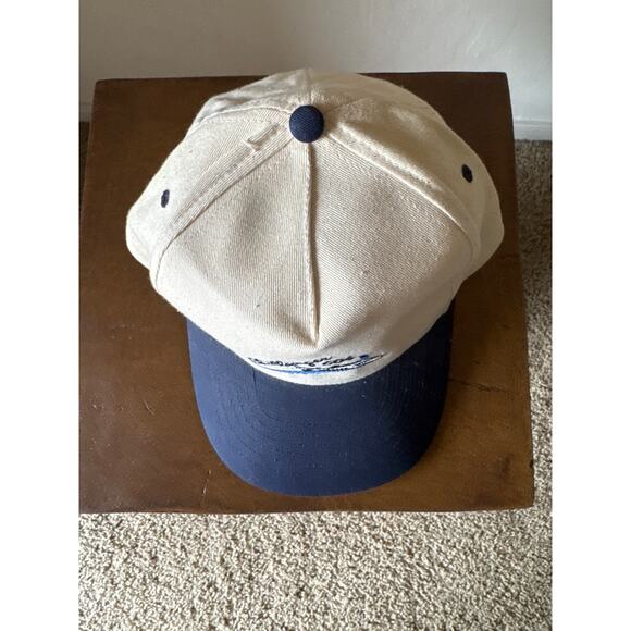 Vintage Challenger 604 Natural Twill SnapBack Hat with Navy Blue Bill Accents - Picture 2 of 6